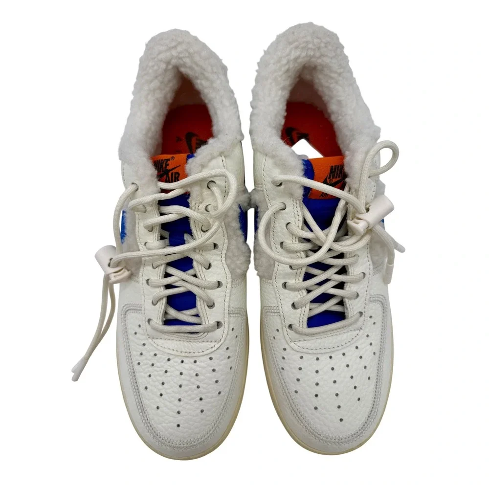 Nike Air Force 1 07 Premium Sherpa Fleece Womens 9.5 Sail Blue DO6680-100 EUC
